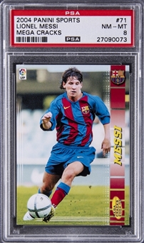 2004-05 Panini Megacracks #71BIS Lionel Messi Rookie Card - PSA NM-MT 8